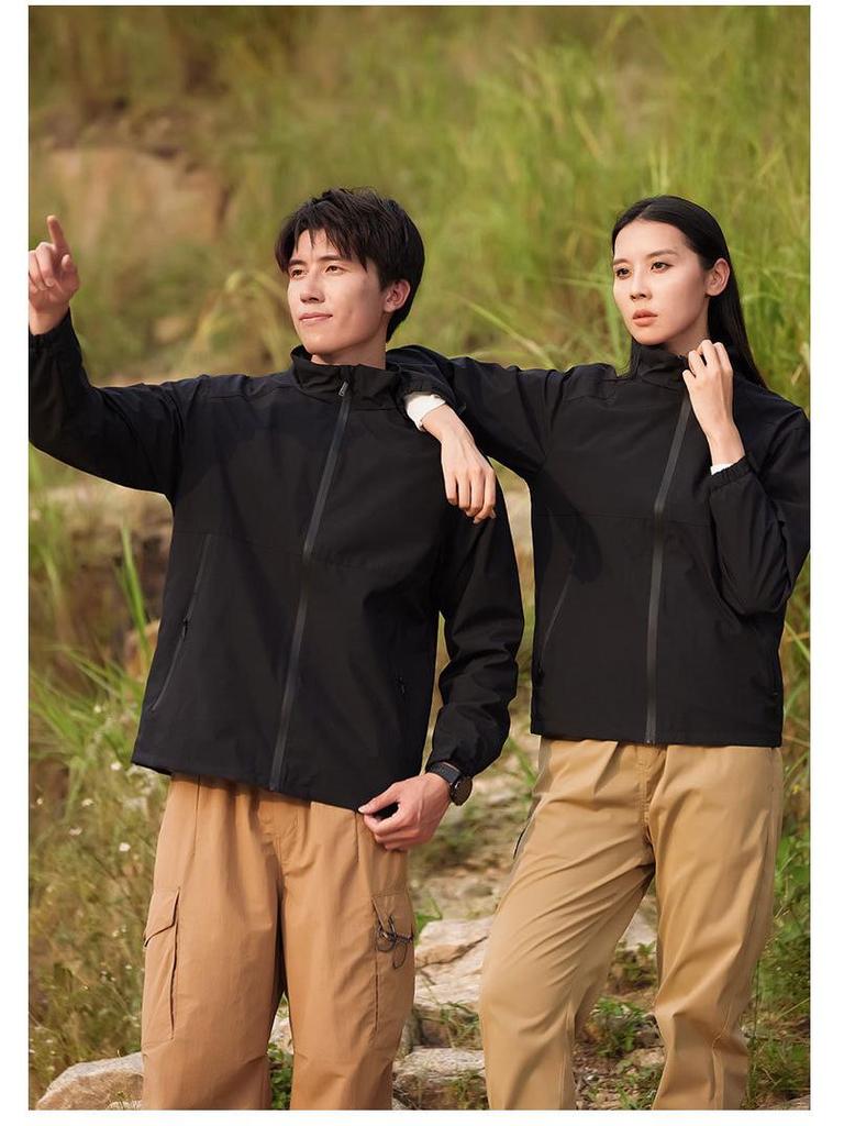Unisex Waterproof Windproof Stand Collar Jacket - Business Casual, Spring/Fall Wear