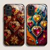 Stylish Gemstone Heart-shaped Pattern Tempered Glass Phone Case for Motorola Moto G85 G84 G75 Edge 50 Fusion 40 Neo 30 Pro Cover