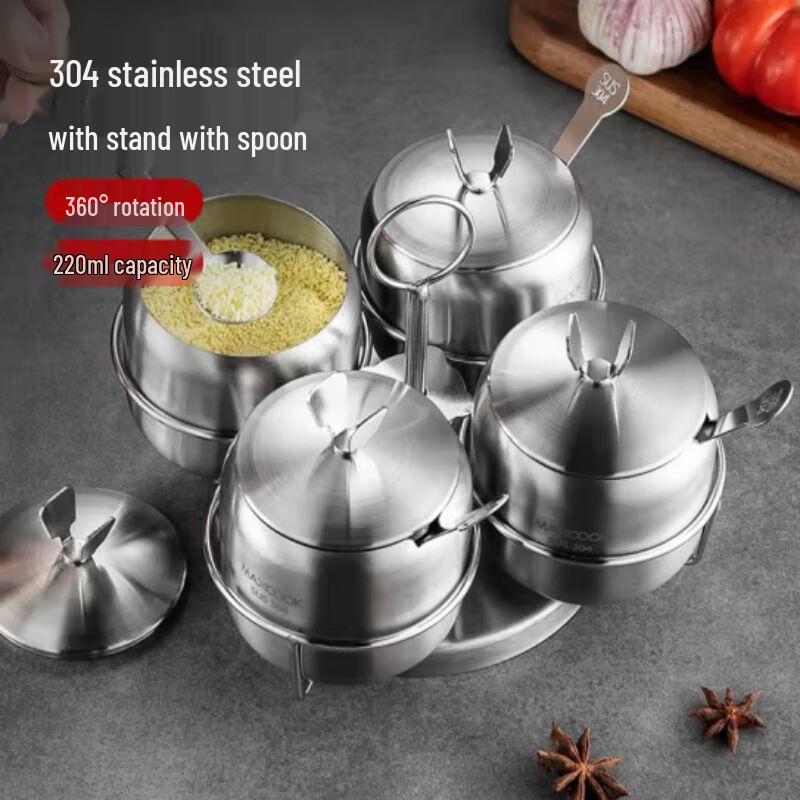 MinNa Condiment Dispenser & Seasoning Set 4 Jars + Stand