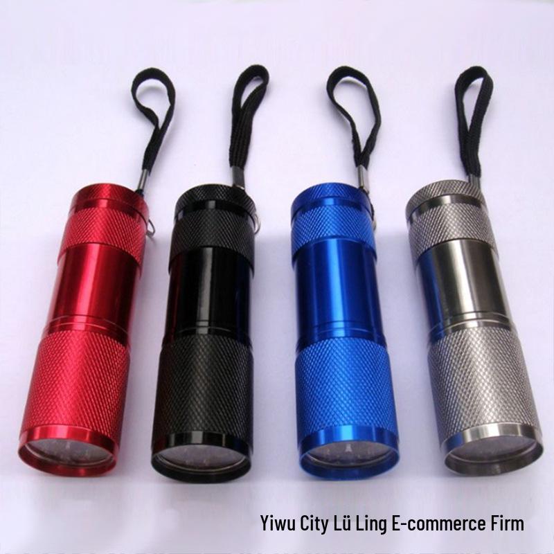 9-LED UV Flashlight & Glue Curing Detector - Portable Purple Light for Banknote Verification & Fluorescent Agent Detection