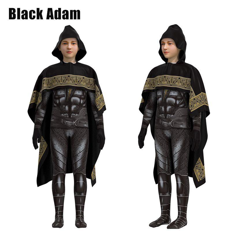 Adam Black Cosplay Costume Hooded Cloak Jumpsuit Set Halloween Adult Kids Mens