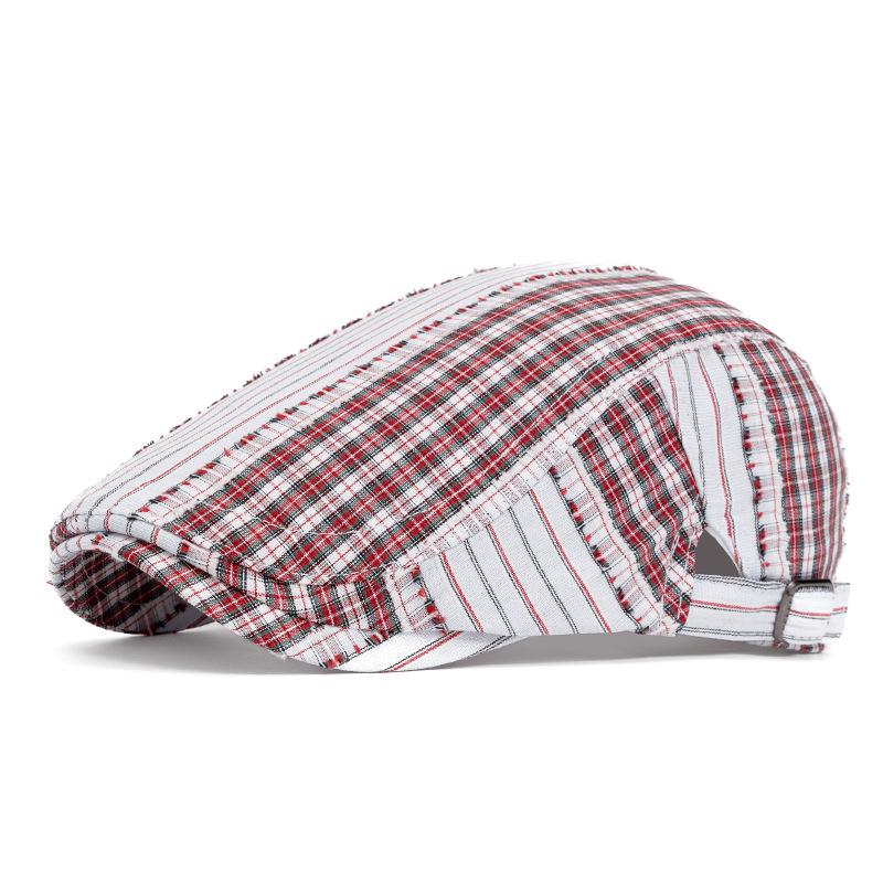 

Берет британский ретро цветной блок кепка женская летняя клетчатая кепка газетчика красный