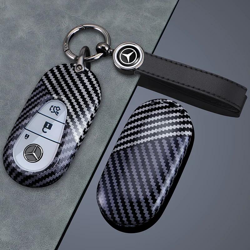 TMCUJ1 2025 New Fashion Carbon Fiber Car Key Case Cover Shell For Benz C E S Class W223 W206 C260 C300 S400 S450 S500 Auto Styling Acce