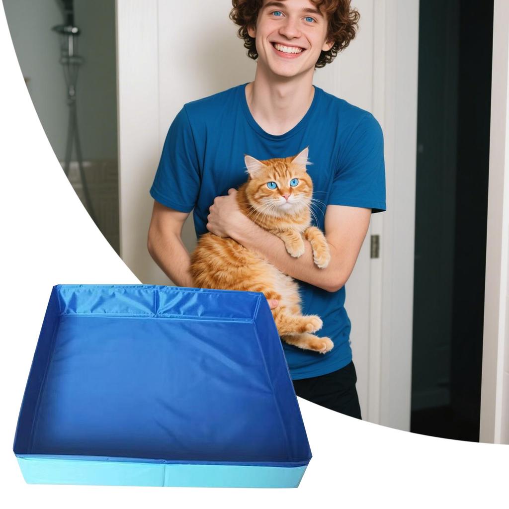 50x50cm PVC Foldable Dog Bath Tub Square-Shaped Pet Swimming Pool Non-Inflatable Save Space Dog Splash Pool Summer Water Toy