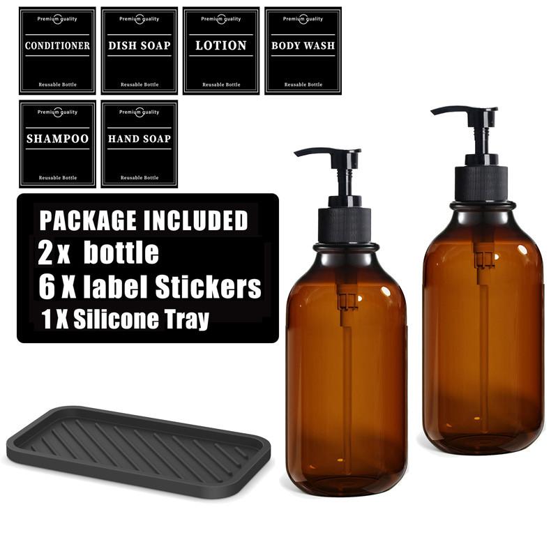 500ml Shampoo Conditioner Bodywash DIspenser Bottle Wall Mounted Bathroom Farmhouse Decor Soap Bottle with Sticker