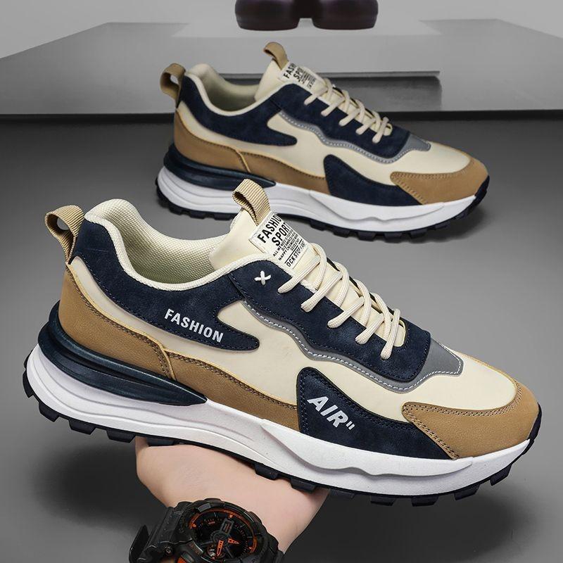 Men's Casual Sports Shoes Rubber Sport Running Shoes Lace-up Platform Sneakers for Men Tennis Training Shoe Leather Men Sneakers