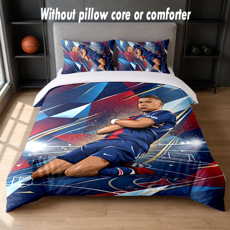 Kylian Mbappe Design Bed Bedding Set 1 Duvet Cover + 2 Pillowcases Soft Breathable Household Bed Linens
