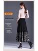 2025 Autumn/Winter Floral Knitted Wool A-Line Skirt - High Waist, Elastic, Thick Long Swing Skirt