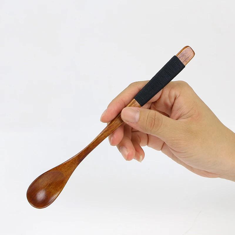 6Pcs Wooden Spoon Long Handled Teaspoon Honey Coffee Tea Spoon Small Wood Stirring Mixing Spoon Set Tea Coffee Stirrer Tableware