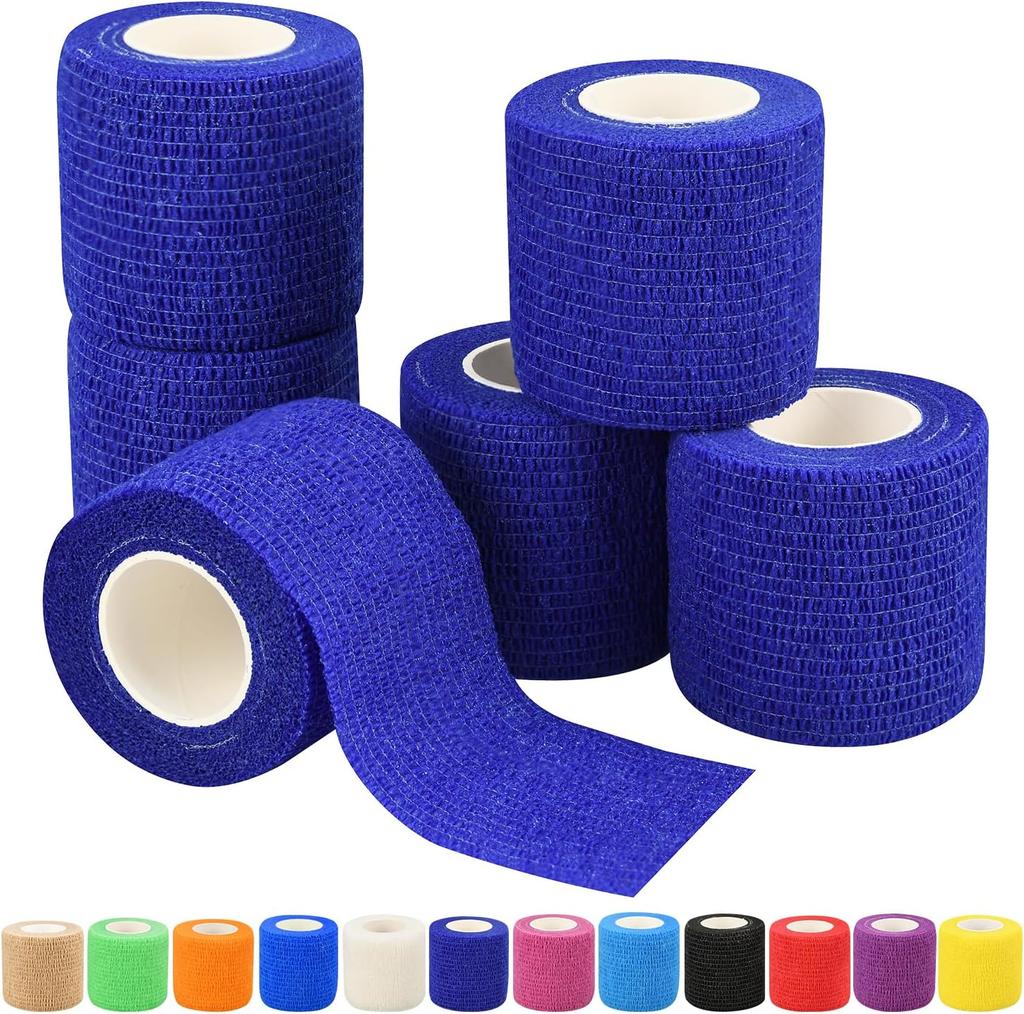 6 יחידות תחבושות דביקות עצמיות 5 ס"מ (2 אינץ'), תחבושות וטרינריות, 12 צבעים לבחירה, תחבושות דביקות עצמיות באורך 4.5 מטר (5 יארד) לספורט, פרק כף היד, הקרסול ונפיחות