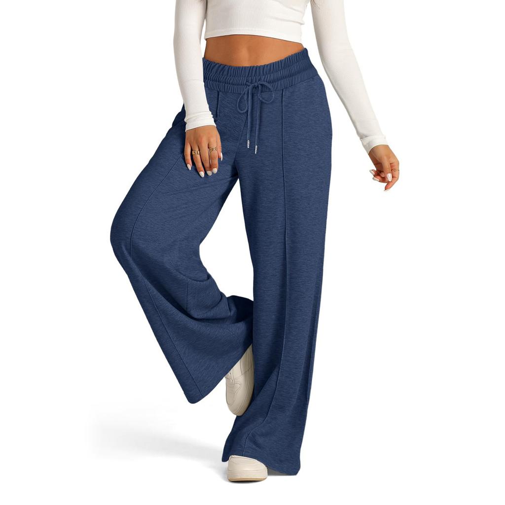 Rope Solid Color Wide Leg Pants Women's Pants Fashionable Casual Pants