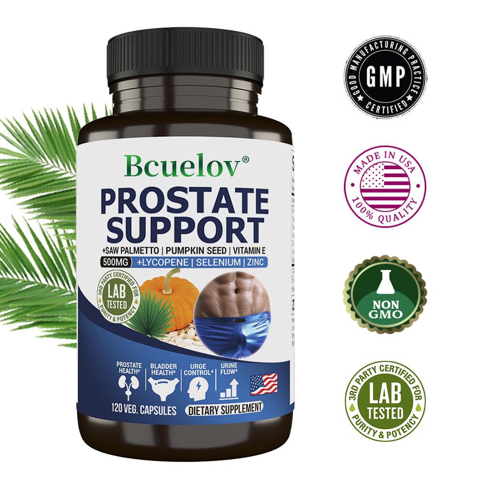 Bcuelov contains saw palm pumpkin seeds lycopene and zinc combined with vitamin E to improve urinary comfort