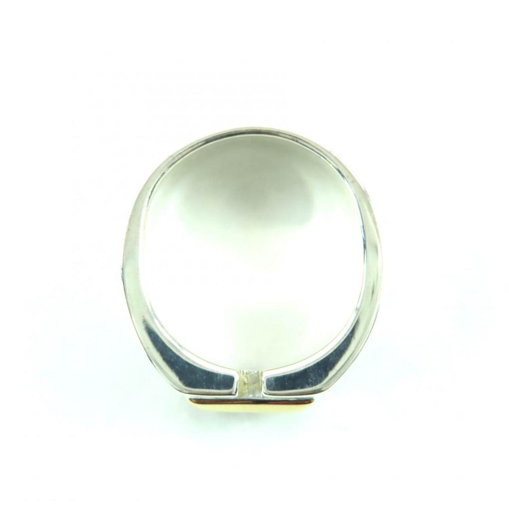 Excellent HERMES Ring Bucket Ring Silver Gold 925 Women 50 Used