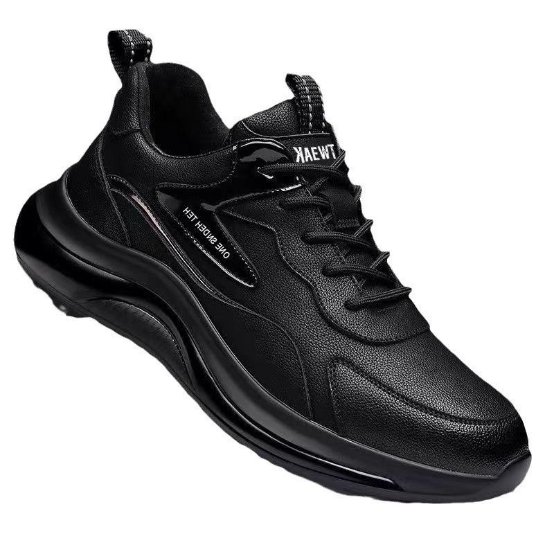 Men's Autumn Winter Thickened Dad Sneakers, Fleece Lined Leather Upper Thick Sole Running Shoes, Trendy Versatile Casual Athletic Shoes for Men