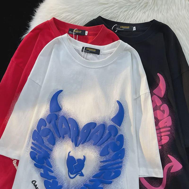 Dámské Retro tričko s potiskem ďábla, krátký rukáv - Vintage Cool letní styl