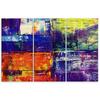 Three Piece Picture Canvas Print Colorful Abstract Hand Painted