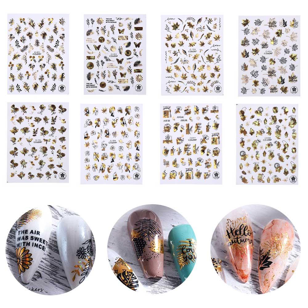 

Золотой кленовый лист DIY маникюр зимний дизайн ногтей голография 3D наклейки для ногтей Валентина Роза