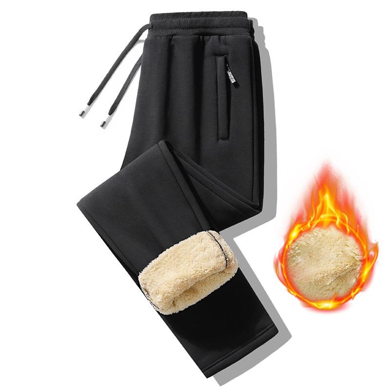 2025 Winter Plush/Regular Casual Versatile Lamb Fleece Warm Pants Men'S Outdoor Sports Sanitary Pants Long Pants