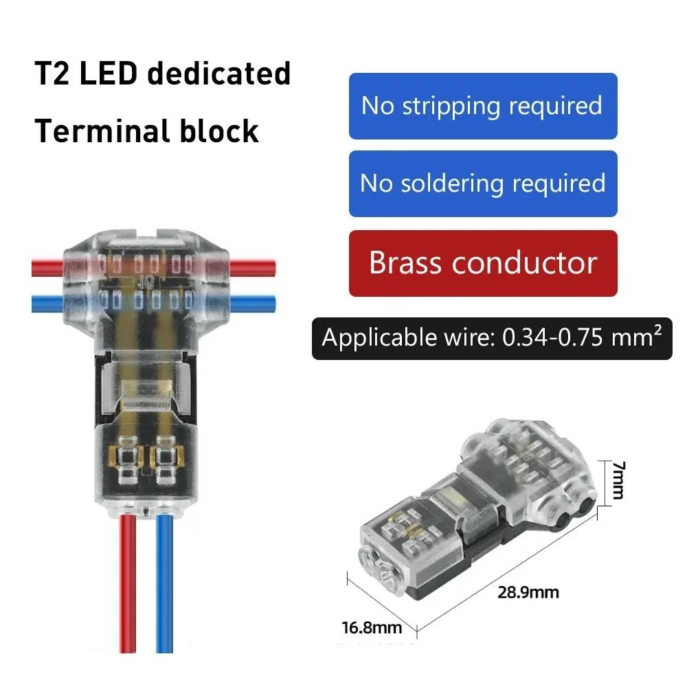 10Pcs T Type Wire Connector 2 Pin Automotive Wire Splice Connector T Tap Wiring Connector 3 Way Terminals Car Electrical Wire