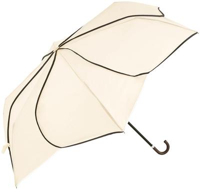 Because Folding Umbrella, 50cm, Petal Design, UV Protection, Two-Tone Piping, Beige, B-013300