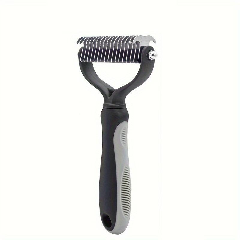 

1pc Pet Fur Knot Cutter - Double Sided Dog Grooming Shedding Tool, Cat Hair Removal Comb Brush for Pet Grooming L сірий колір
