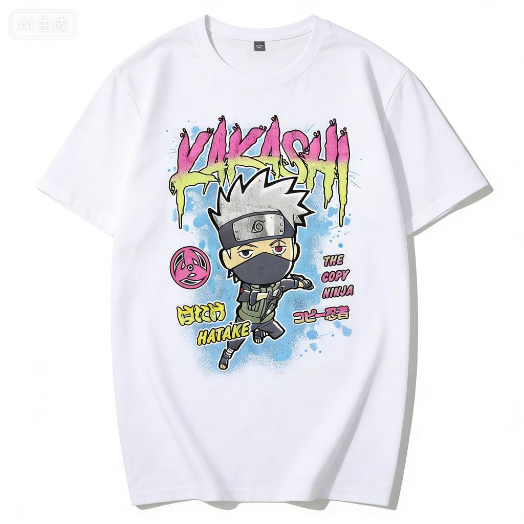 Trendy Childrens Tshirt Naruto Shippuden Pure Cotton Cartoon Printed Parentchild Outfit Round Neck Short Sleeved Shirt