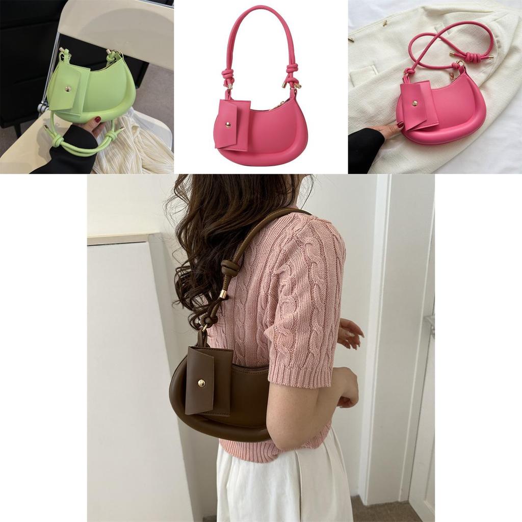 Fashionable New Moon Bag In Multiple Colors Street Style Shoulder Bag With Unique Stitching