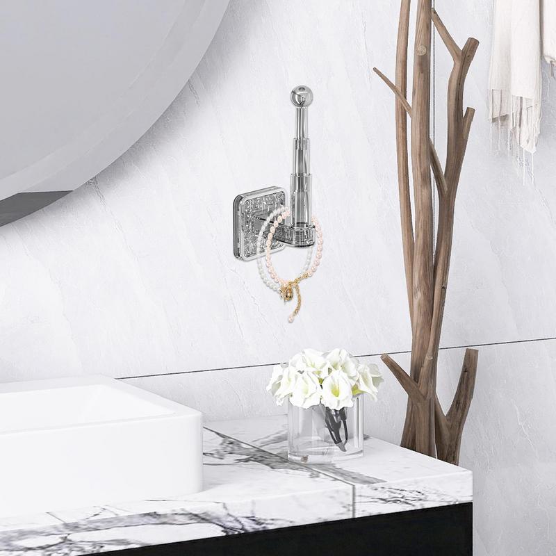 Wall Mounted Storage Rack Retractable Coat Towel Rack Toilet Paper Holder Hanger Multi-Purpose Jacket L-Shaped Telescopic Design