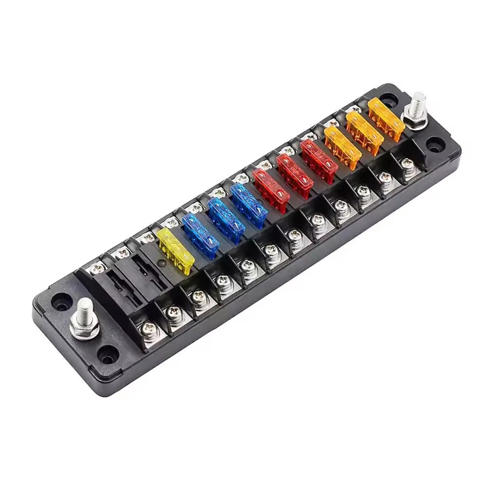 

12 Way Waterproof Blade Fuse Box Block For Automobiles Buses And Trucks Made Of Environmentally Friendly PC RVs Yachts чёрный