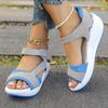 Summer Students Platform Sandals Green&Blue Color Block Sports Shoes Woman Nubuck Mesh Open Toe Wedges Sandalias Femmes Muffins