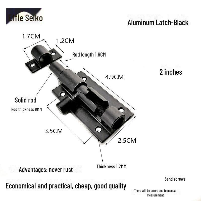 

Effie F-Type Потовщений Алюмінієвий Сплав Дверний Засув, Чорний/Білий, Протизламна Пряжка.