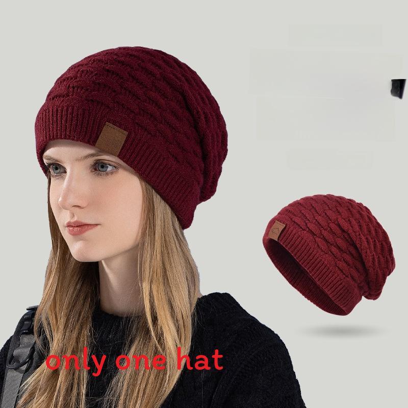 

Nordic Style Knitted Hat With Fleece Inner For Cold Weather Outdoor Activities вино красного