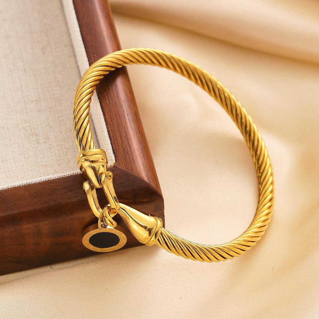 316L Stainless Steel Wire Rope Roman Digital Hang Buckle Bracelet Bangle Woman Jewelry ,Birthday Gifts,Party Gifts