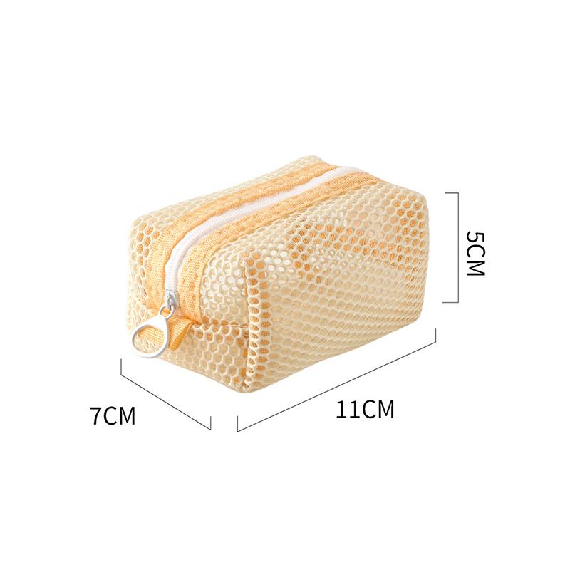 Square Mesh Cosmetic Bag Mini Coin Purse Portable Square Cosmetic Storage Bag With Zipper Multi-Purpose Sundries Bag