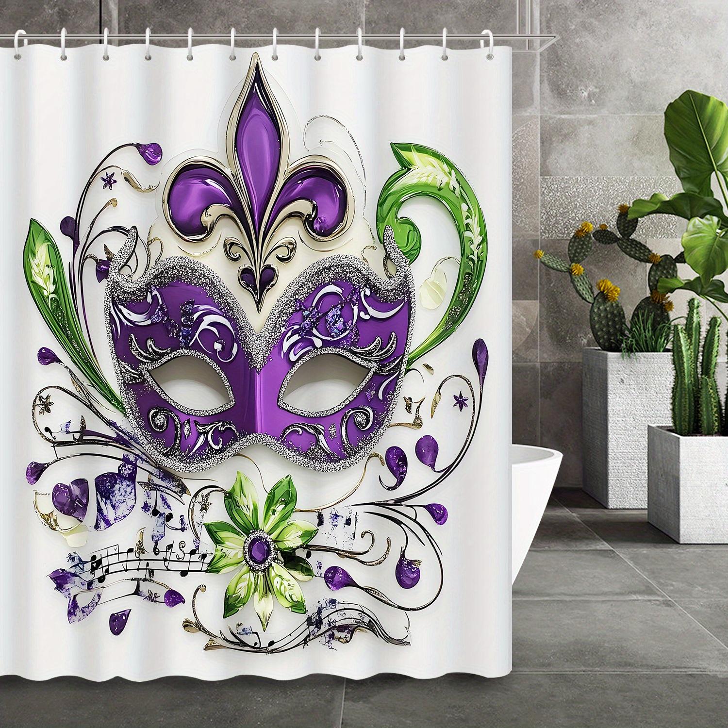 

Carnival Art Mask Shower Curtain With 12 Hooks – Creative Decorative Print Partition For Bathroom W60H190(CM)-1 Pcs