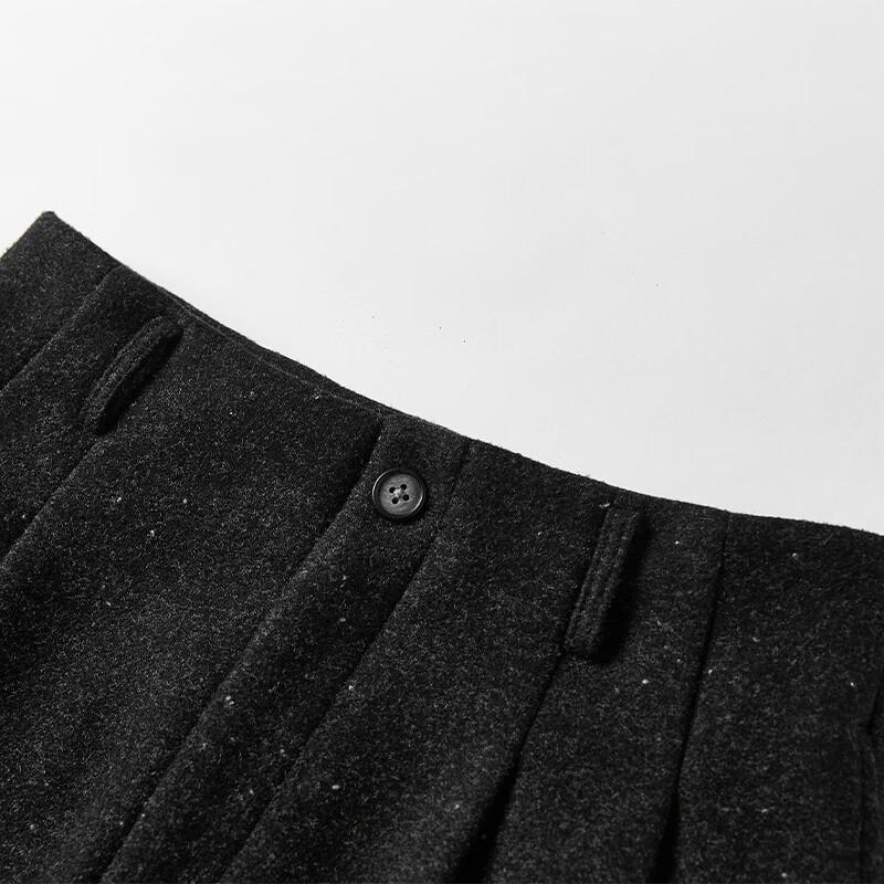 Xiangying Women's Dark Gray High-Waist Straight-Leg Trousers