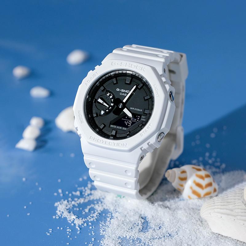 Casio LCD/Pointer Dual Display Series YOUTH Series Thin Octagonal Dial Dual Display Sports Outdoor Carbon Fiber Waterproof Watch Quartz GA-2100-7APR