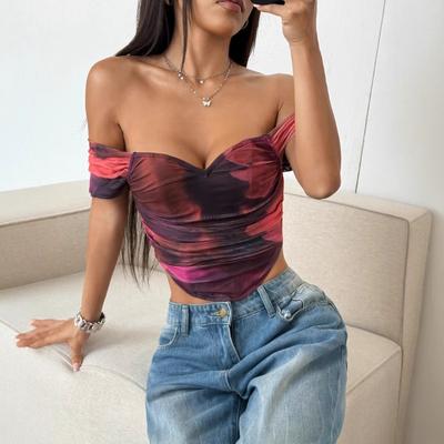 Plissiertes Kurzarm-T-Shirt Damen Frühling und Sommer