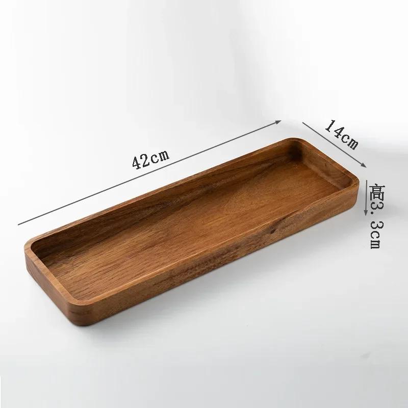 Breakfast Plate Rectangular Deep Plate Tray for Food Snack Dish Fruit Bowl Wooden Tableware Plates Trays Serving Dry Wood Dining