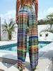 2025 Cross-Border Women's High Waist Color Print Wide-Leg Trousers - Casual, Comfortable, Spring/Autumn Wear