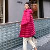Women's Plus Size Mid‑Length Hooded Down Jacket Lightweight White Duck Down Puffer Coat Outerwear
