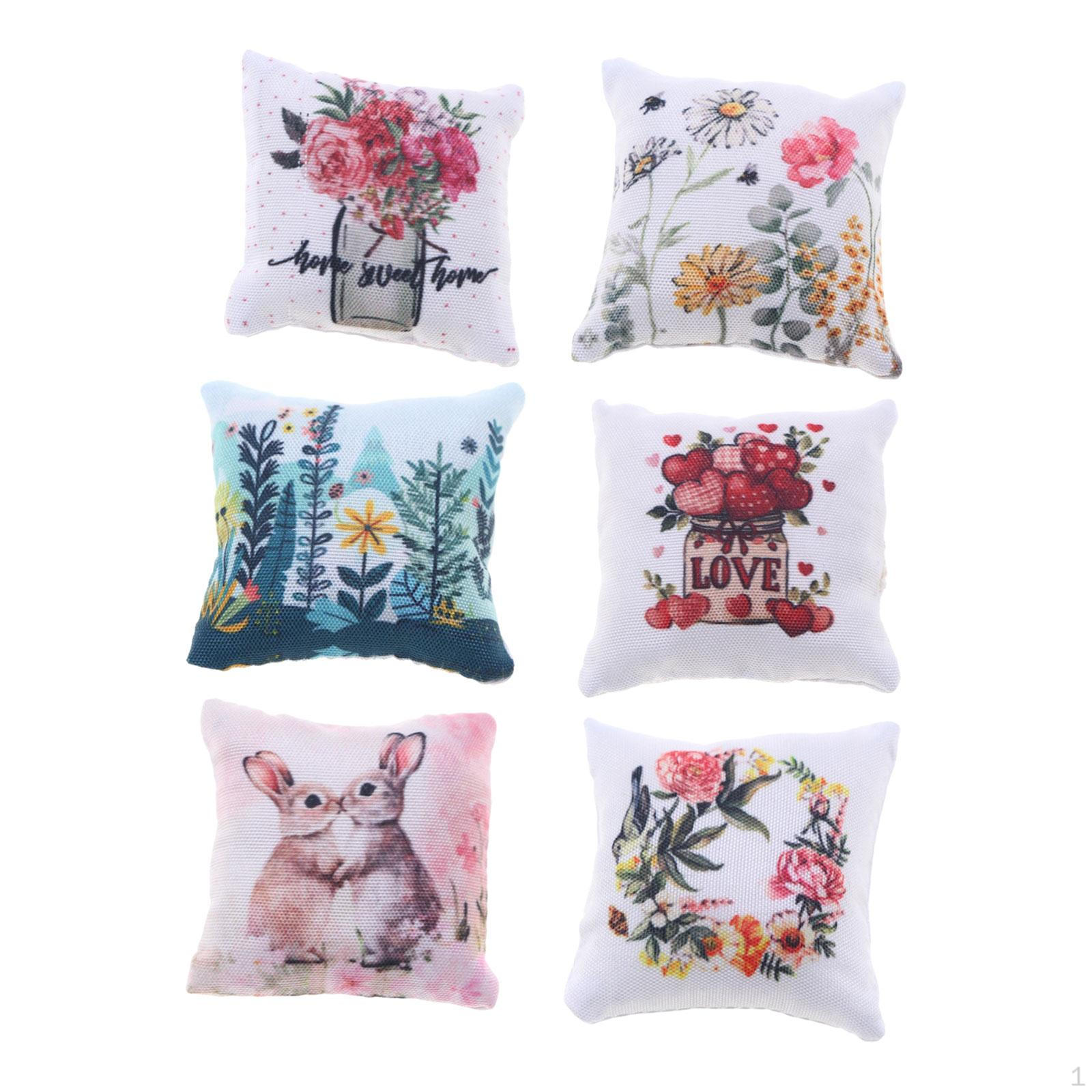 

6x Miniature Sofa Pillows Dollhouse Furniture,Micro Landscape Decor Cute Sturdy Tiny House Bed