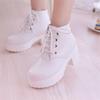 Women Spring Autumn Boots Platform High Heel Lace Up Ankle Fashion Comfortable Wear For Daily Use Durable Material With Good Quality