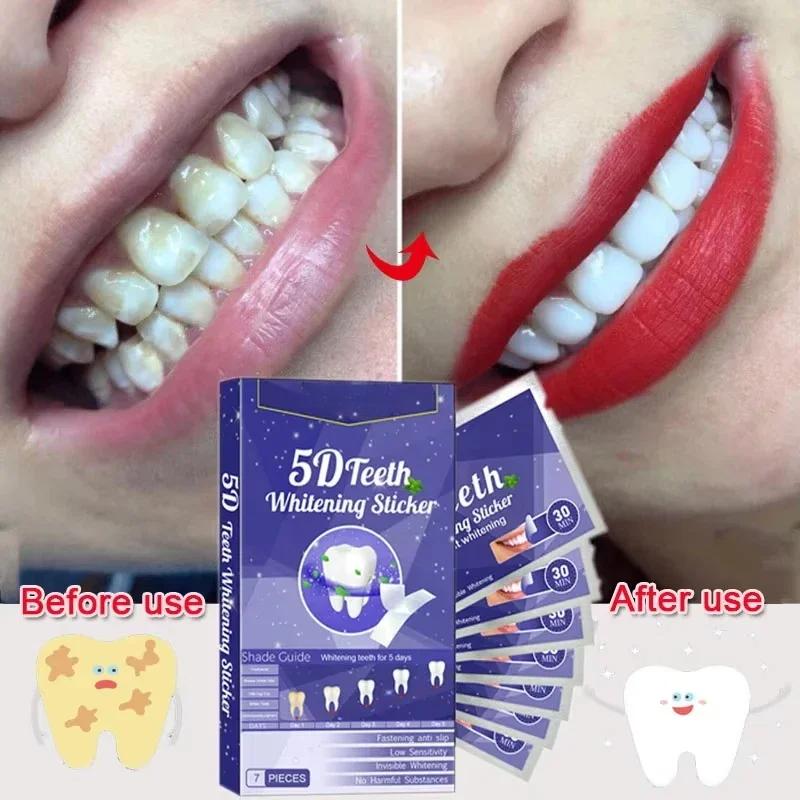 5D Whitening Teeth Stickers Gel Whitening Strips Stain Removal Oral Hygiene Care Strip Dental Bleaching Clean Oral Hygiene Teeth