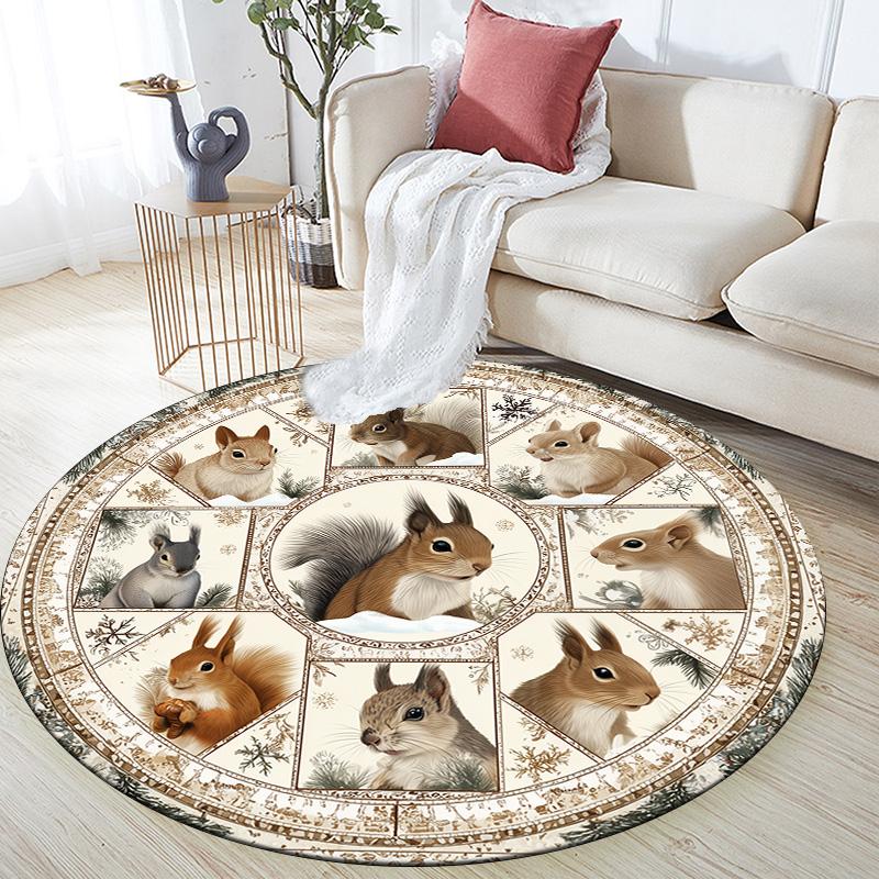 

Gray Squirrel,Round Area Rug,Carpet Rug for Living Room Bedroom Sofa Playroom Decor,Non-slip Floor Mat 80cmx80cm