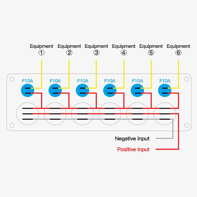 6 Position Rocker Toggle Switch For Car RV Truck Boat Ships Electronic On/Off Power Button Multi Port Sockets Switches