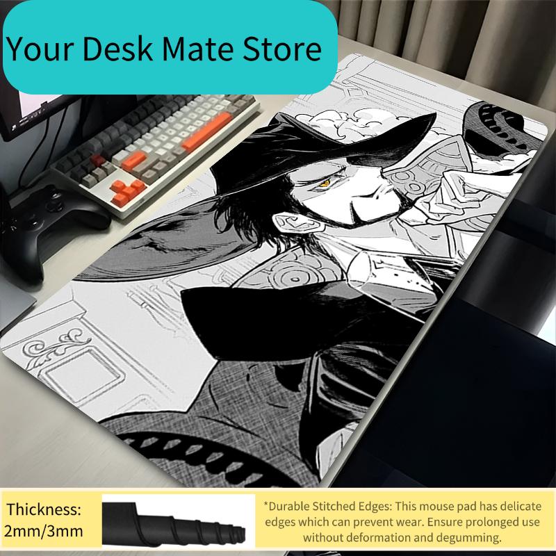 Large Mouse Pad Office Computer One Piece Dracule Mihawk Desk Mat Black Table Keyboard Laptop Carpet Accessories Gaming Mousepad