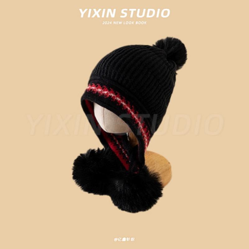 Autumn and Winter Boys and Girls Children's Hats Baby Hats Cute Cartoon Bears Plush Hats Thermal Hats Ear Protectors Knitted Hats