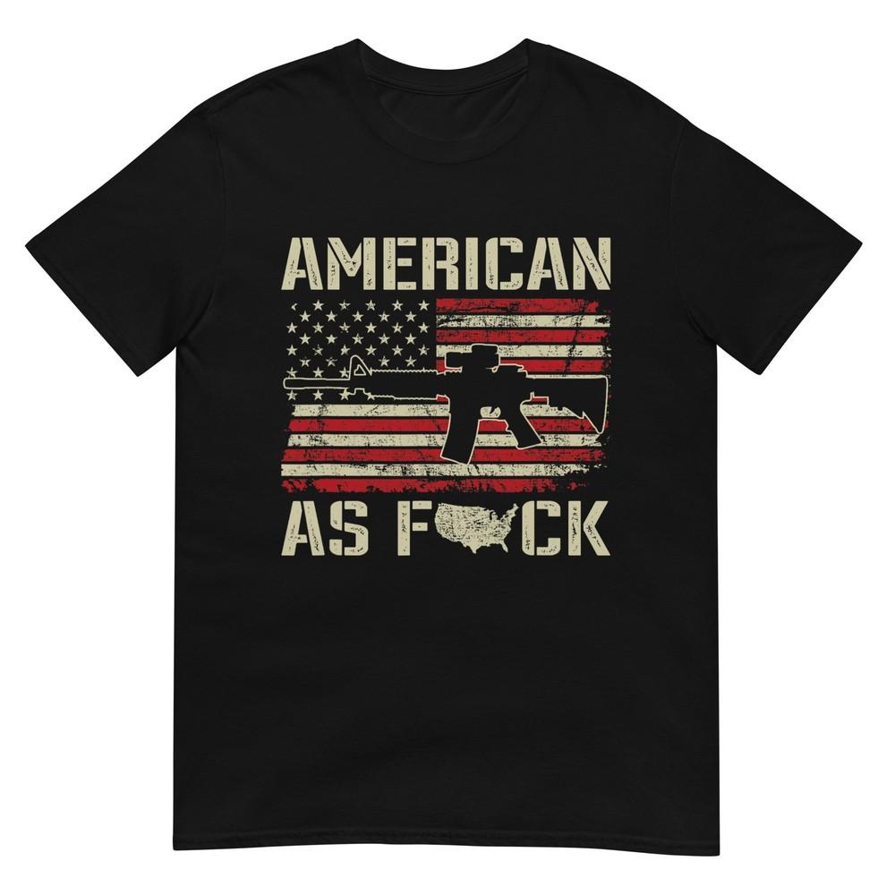 

American As FCK - AR15 Rifle Patriotic Pro Gun Rights USA T-Shirt for Women Men 4XL