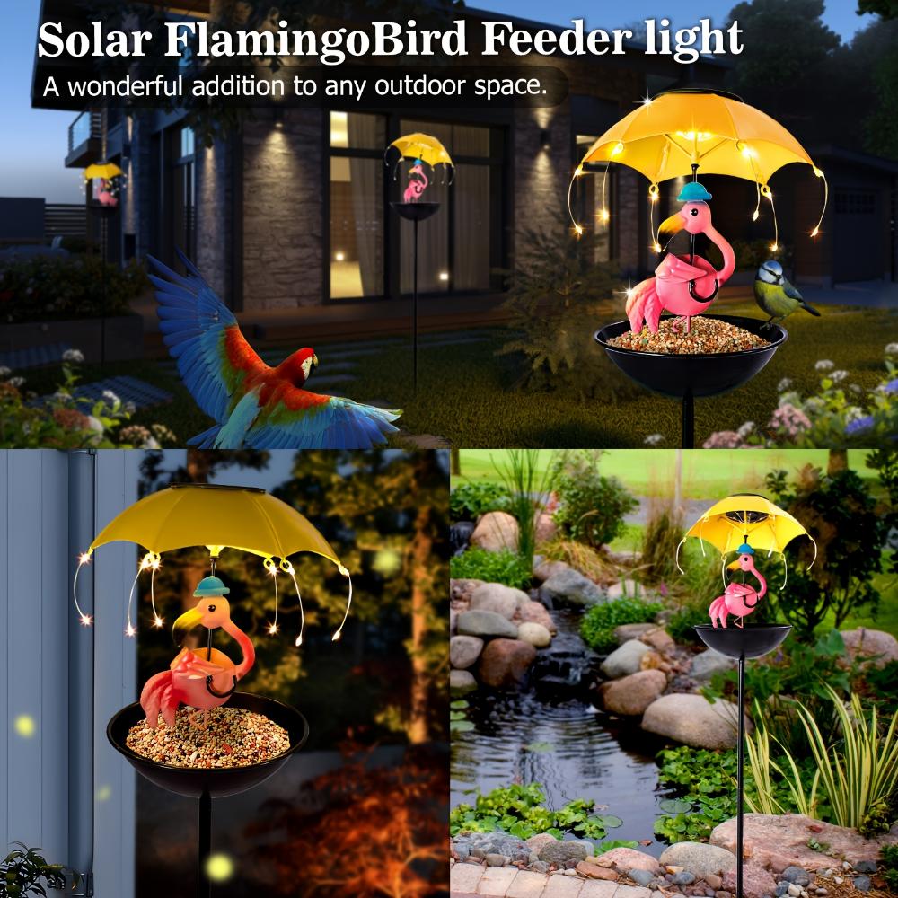 Outdoor Iron Waterproof Statue Light Simulation Animal Solar Light with Bee and Flamingo Frog and Hummingbird Feeder Function,for Garden Decoration